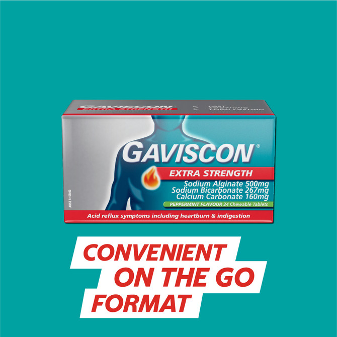 Gaviscon Extra Strength Peppermint Tablets 24 Pack