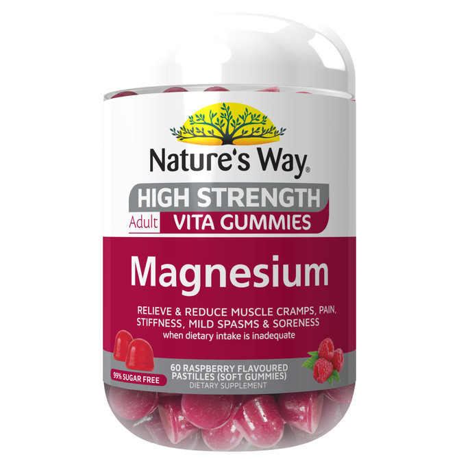 Nature's Way High Strength Adult Vita Gummies Magnesium 60 Raspberry Flavoured Pastilles (Soft Gummies)