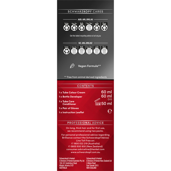 Schwarzkopf Brilliance Cool Brown Hair Dye 73 Frosty Brown Permanent Each