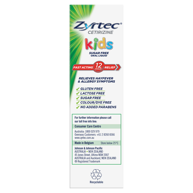 Zyrtec Kids Allergy & Hayfever Relief Antihistamine Grape Liquid 60mL