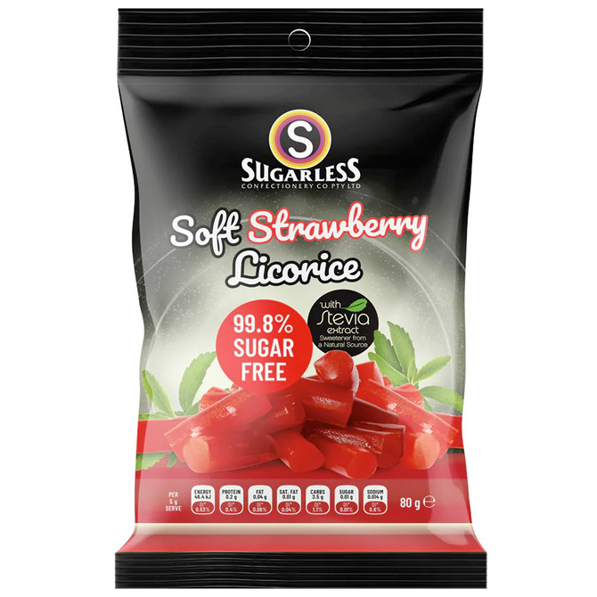 Sugarless Soft Strawberry Licorice 80g