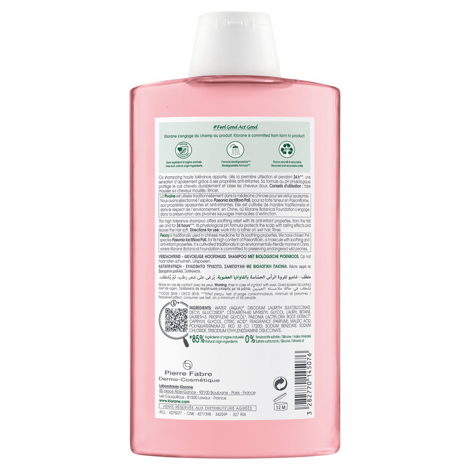 Klorane Soothing Shampoo with Peony 400ml - Sensitive Scalp