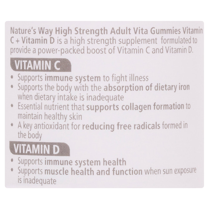 Nature's Way High Strength Adult Vita Gummies Vitamin C + Vitamin D 65's