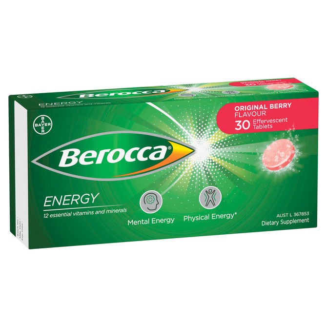 Berocca Energy Vitamin B & C Original Berry Flavour Effervescent Tablets 30 Pack