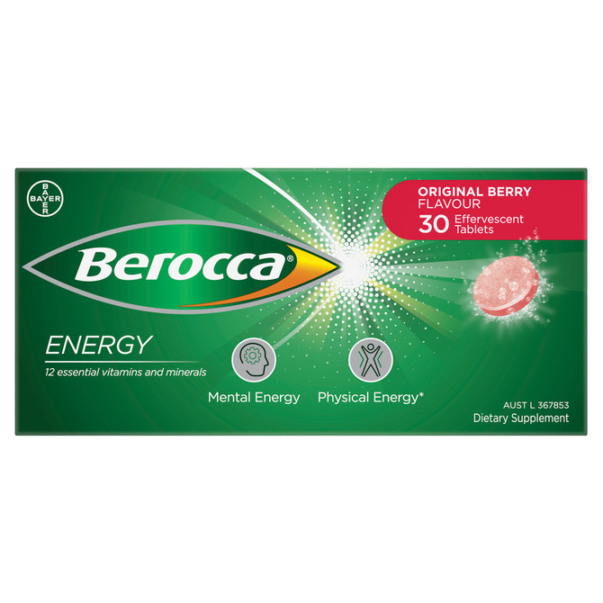 Berocca Energy Vitamin B & C Original Berry Flavour Effervescent Tablets 30 Pack