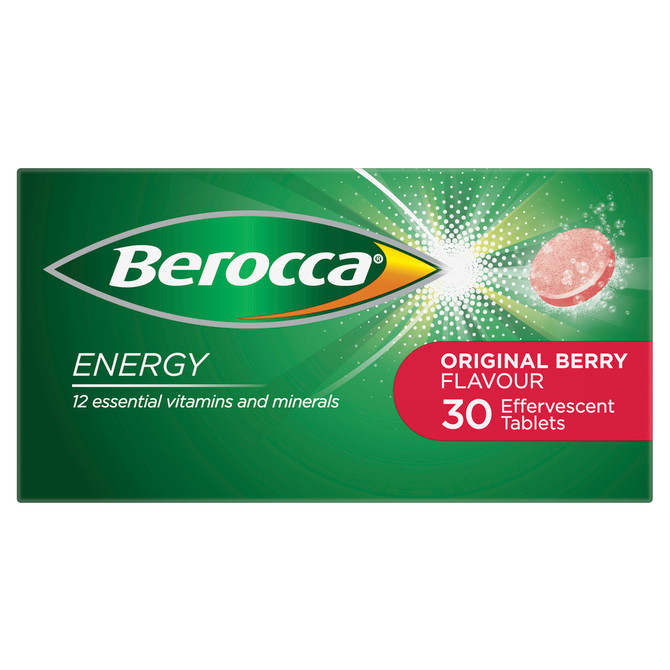 Berocca Energy Vitamin B & C Original Berry Flavour Effervescent Tablets 30 Pack