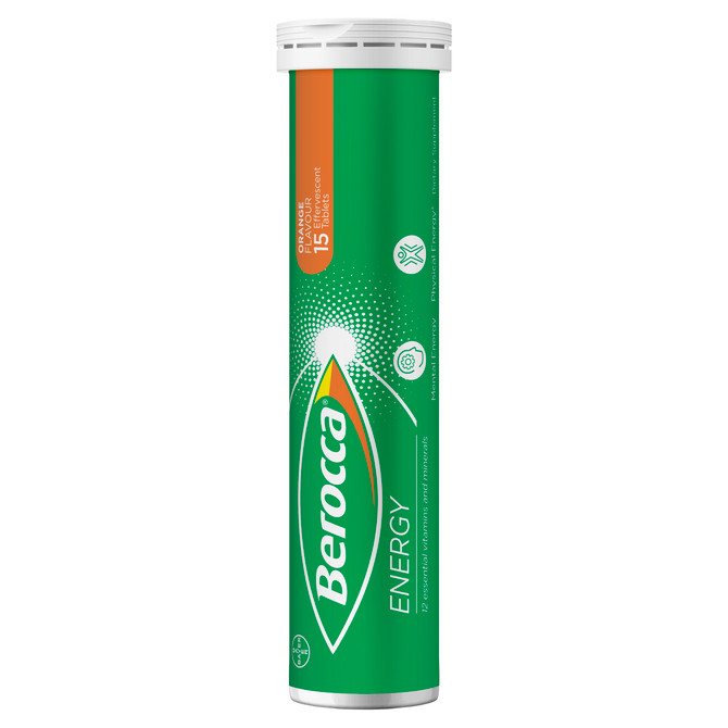 Berocca Energy Vitamin B & C Orange Flavour Effervescent Tablets 30 Pack