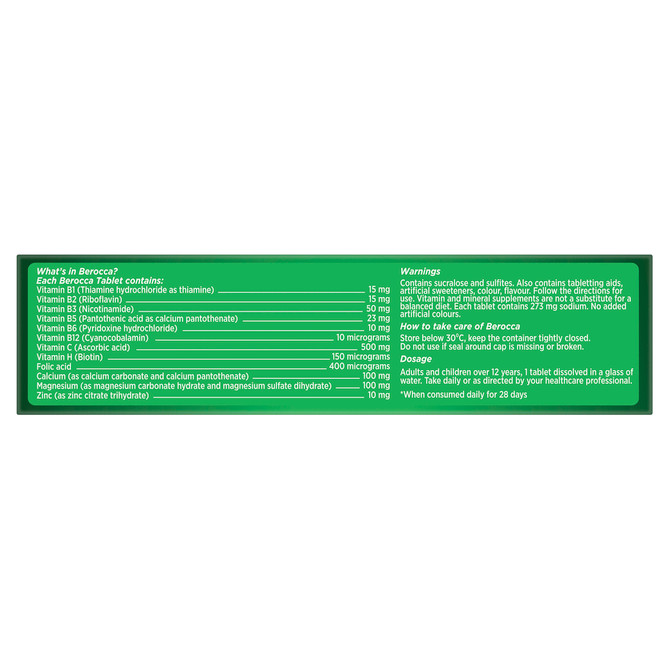 Berocca Energy Vitamin B & C Mango & Orange Flavour Effervescent Tablets 30 Pack