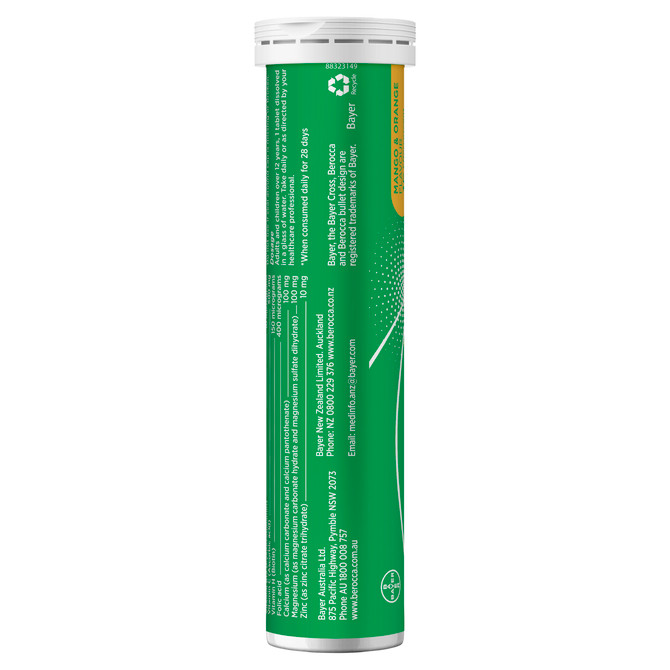 Berocca Energy Vitamin B & C Mango & Orange Flavour Effervescent Tablets 30 Pack