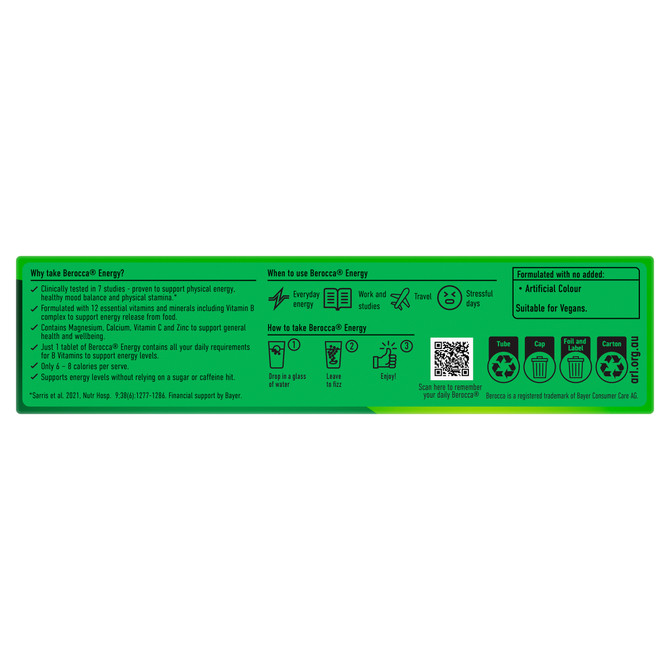 Berocca Energy Vitamin B & C Mango & Orange Flavour Effervescent Tablets 30 Pack