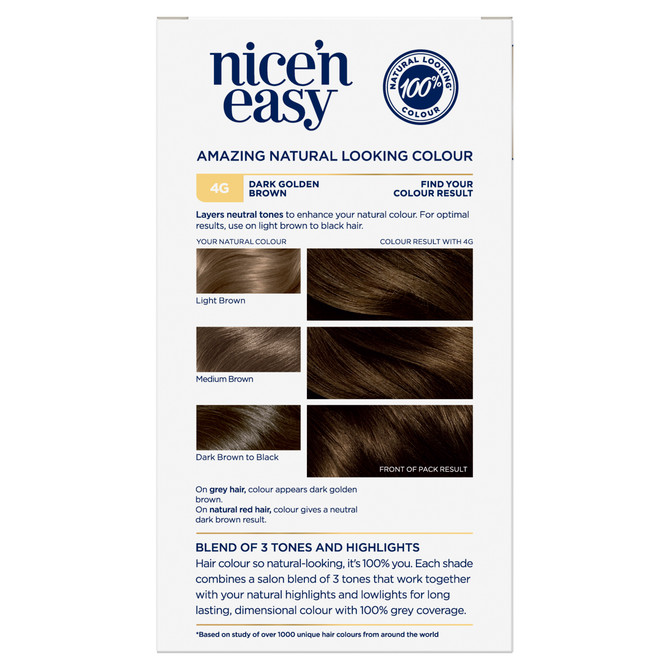 Clairol Nice 'N Easy 4G Natural Dark Golden Brown Permanent Hair Colour