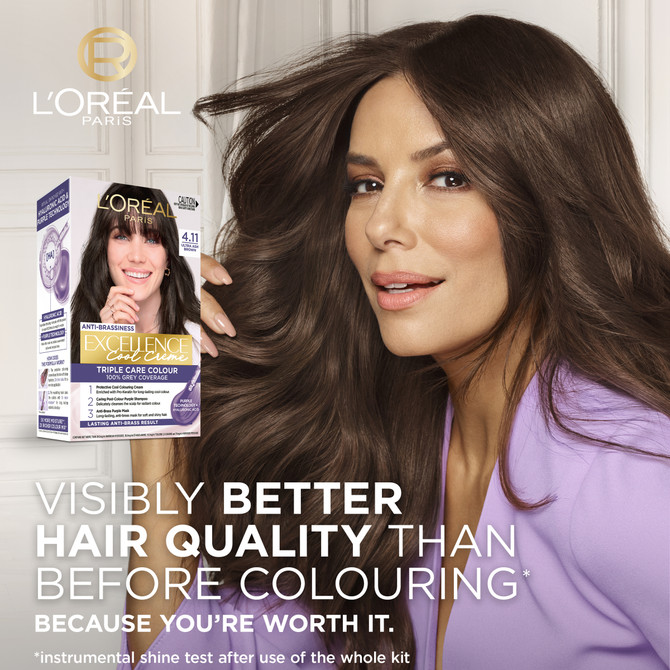 L'Oréal Paris Excellence Cool Crème Anti-Brass Hair Colour 4.11 Ultra Ash Brown