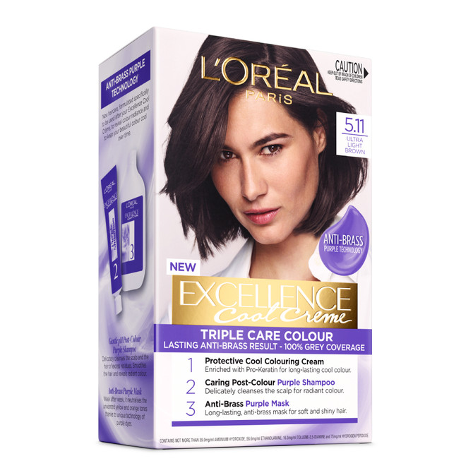 L'Oréal Paris Excellence Cool Crème Hair Colour with Pro-Keratin 5.11 Ultra Ash Light Brown
