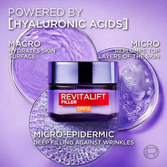 L'Oréal Paris Revitalift Filler Hyaluronic Acid Day SPF15 Cream, 50mL