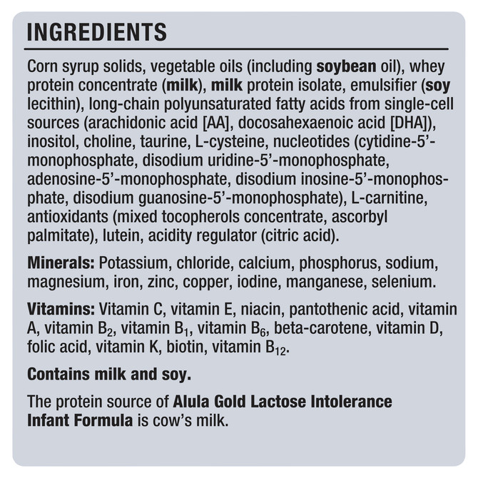 Alula Gold Lactose Intolerance Premium Infant Formula 0-12 Months 900g
