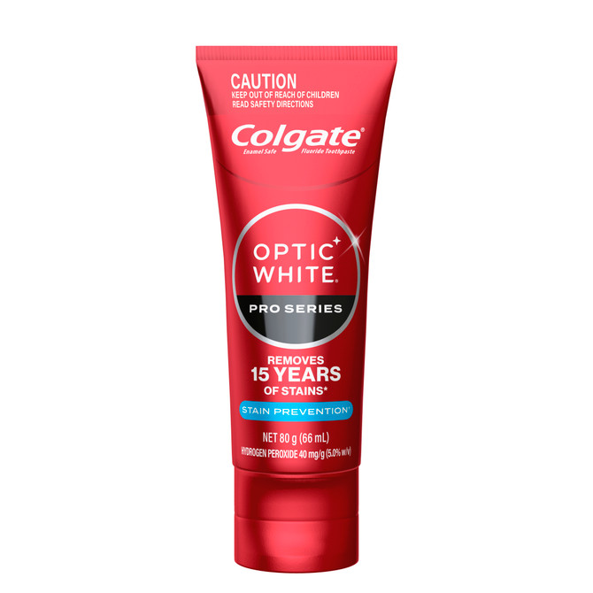 Colgate Optic White Pro Series Stain Prevention Teeth Whitening Toothpaste, 80g, Enamel Safe, with 5% Hydrogen Peroxide