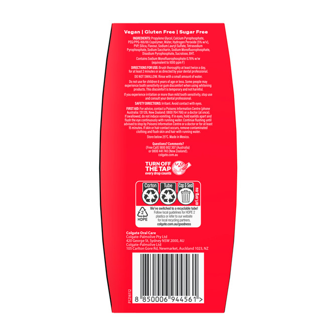 Colgate Optic White Pro Series Stain Prevention Teeth Whitening Toothpaste, 80g, Enamel Safe, with 5% Hydrogen Peroxide