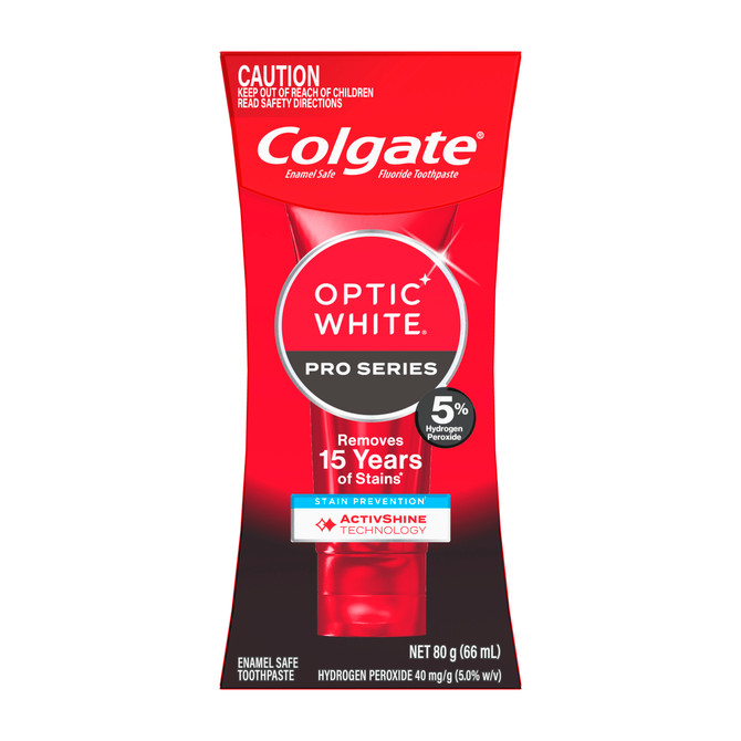 Colgate Optic White Pro Series Stain Prevention Teeth Whitening Toothpaste, 80g, Enamel Safe, with 5% Hydrogen Peroxide