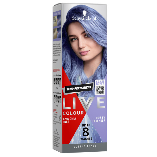 Schwarzkopf Live Colour Blue Hair Dye Dusty Lavender Semi Permanent 75ml