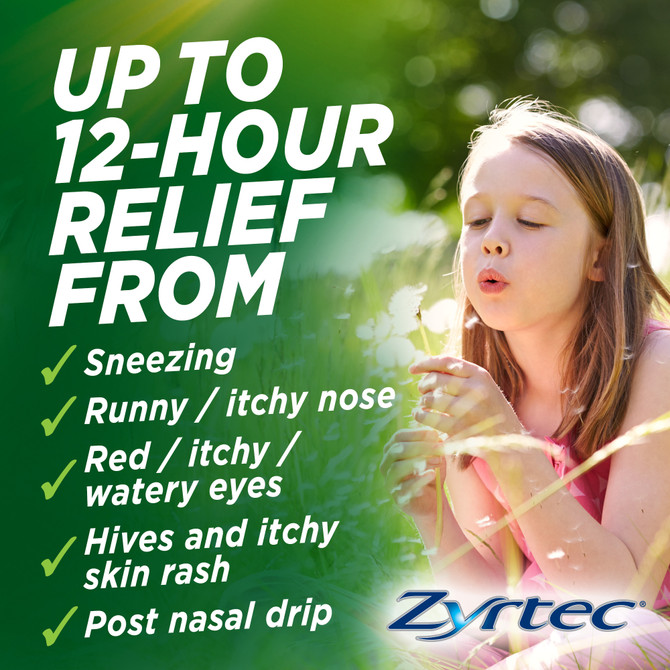 Zyrtec Kids Allergy & Hayfever Relief Antihistamine Grape Chewable Tablets 10 Pack