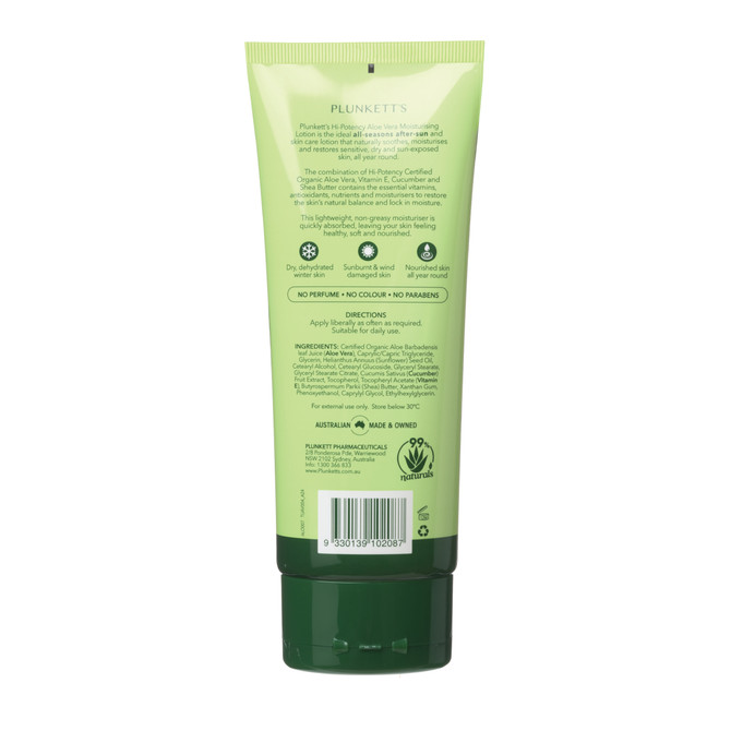 Plunkett's Hi-Potency Aloe Vera Moisturising & Soothing Lotion 200mL