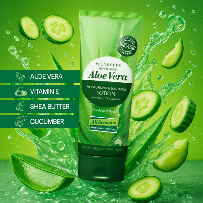 Plunkett's Hi-Potency Aloe Vera Moisturising & Soothing Lotion 200mL