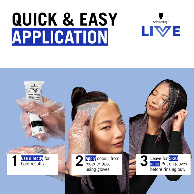 Schwarzkopf Live Colour Silver Hair Dye Cool Grey Semi Permanent 75ml