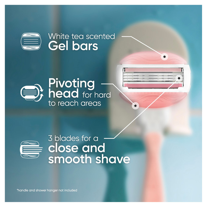 Gillette Venus Comfortglide White Tea Women's Razor Blade Refills, with Flexible Soap Bars  - 4 Count