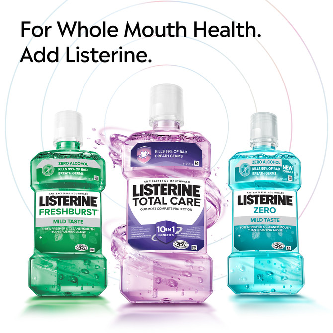 Listerine Freshburst Antibacterial Mouthwash for Fresh Breath & helps Plaque Reduction – 500mL