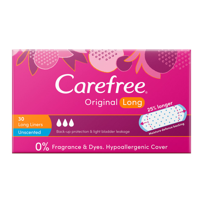 Carefree Original Long Unscented Liners 30 pack