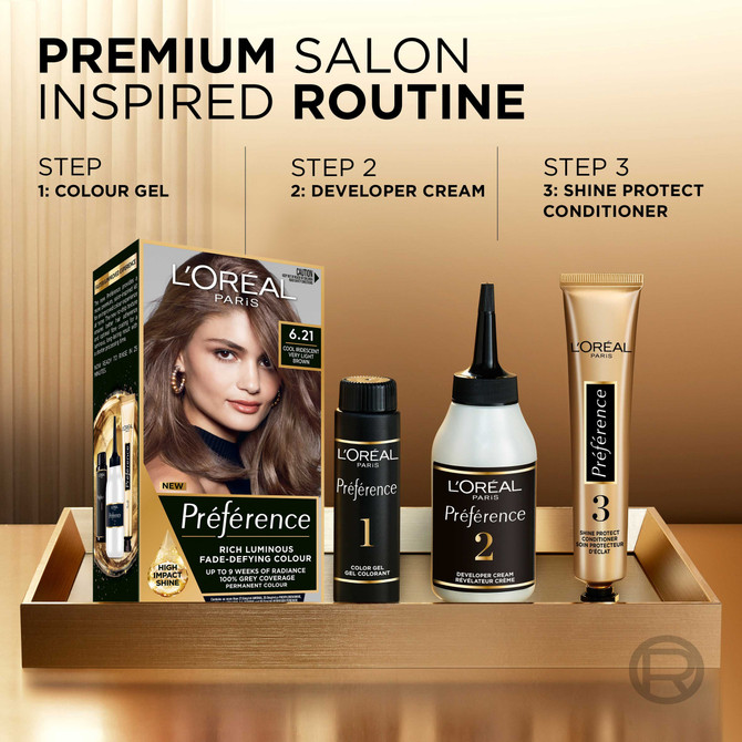 L'Oréal Paris Préférence Permanent Hair Colour - 6.21 Cool Iridescent Very Light Brown