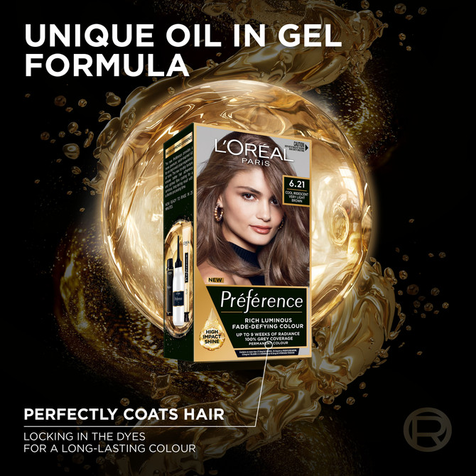 L'Oréal Paris Préférence Permanent Hair Colour - 6.21 Cool Iridescent Very Light Brown