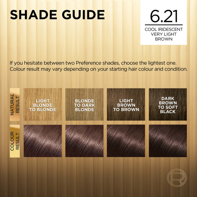 L'Oréal Paris Préférence Permanent Hair Colour - 6.21 Cool Iridescent Very Light Brown