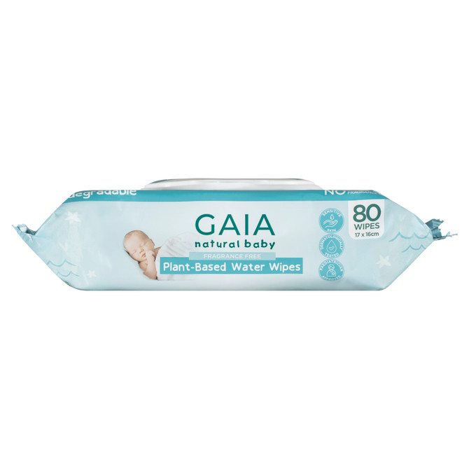 GAIA Natural Baby Plant-Based Water Wipes 80 Pack