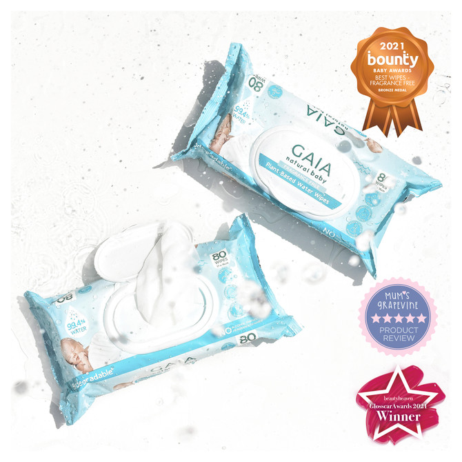 GAIA Natural Baby Plant-Based Water Wipes 80 Pack