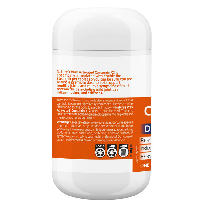 Nature's Way Activated Curcumin x2 Turmeric Concentrate Double Strength 31,600mg 30s