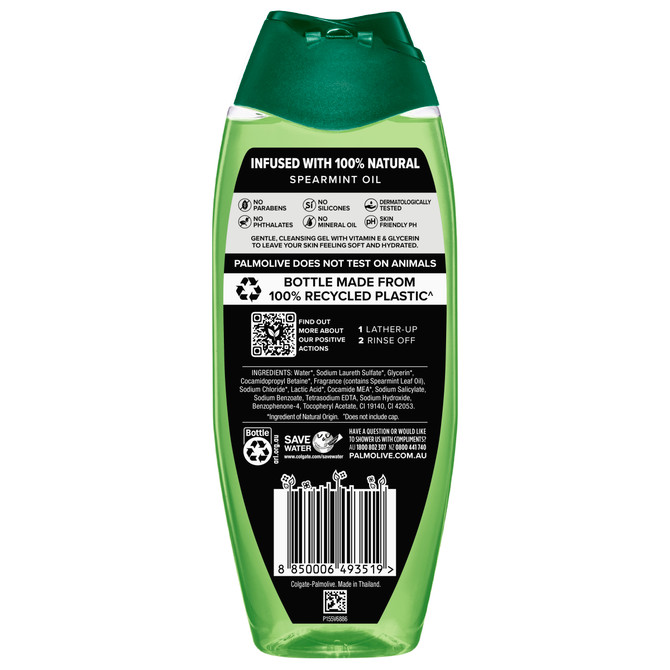 Palmolive Men Deep Clean Body Wash, 500mL, With Spearmint Oil, No Parabens or Phthalates
