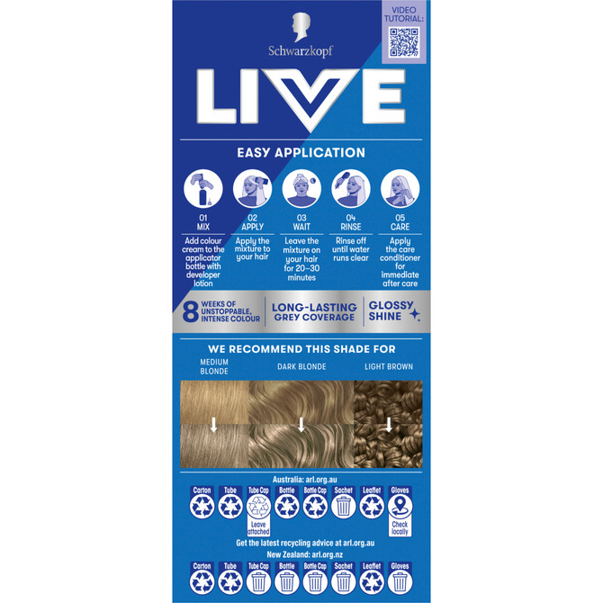 Schwarzkopf LIVE Colour Permanent 7.1 Medium Ash Blonde