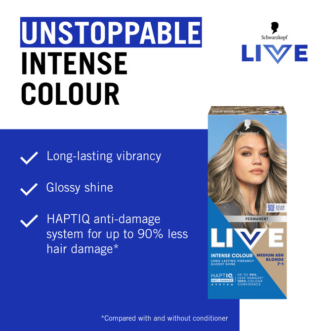 Schwarzkopf LIVE Colour Permanent 7.1 Medium Ash Blonde