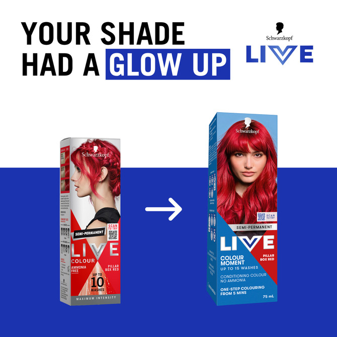 Schwarzkopf Live Colour Red Hair Dye Pillar Box Red Semi Permanent 75ml