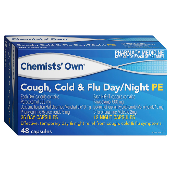 Chemists' Own Cough, Cold & Flu Day/Night PE Caps 48  