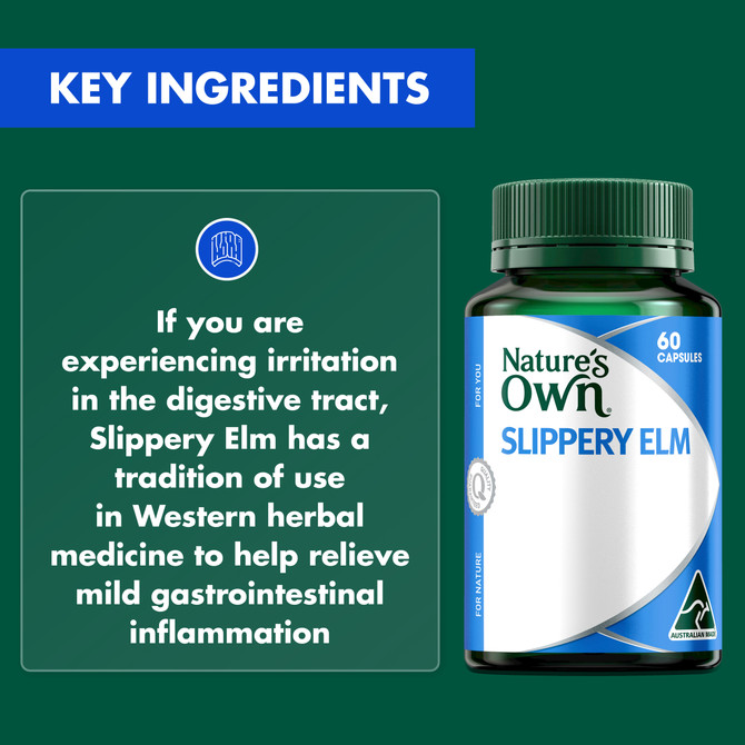 Nature's Own Slippery Elm 400mg 60 Capsules