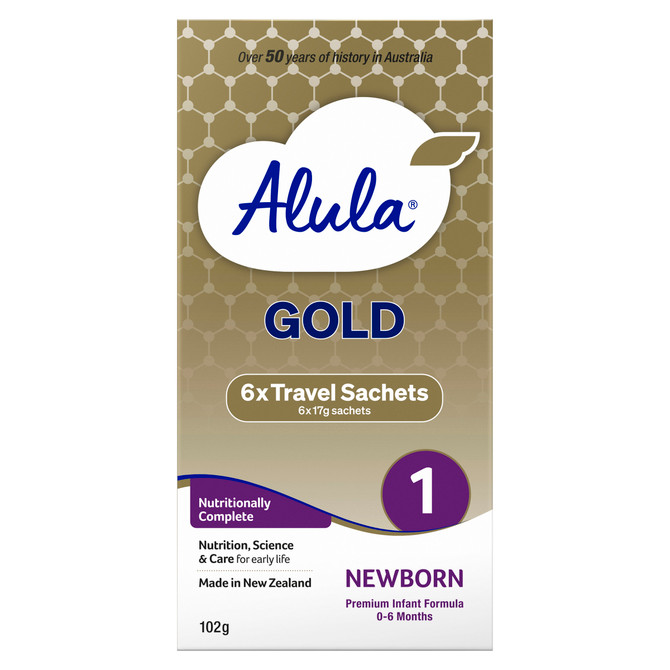 Alula Gold Stage 1 Newborn Premium Infant Formula 0-6 Months 6x 17g sachets