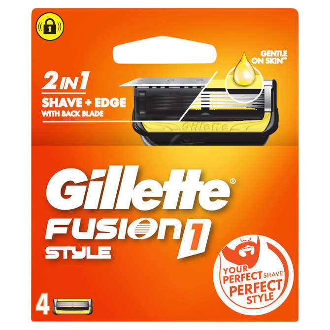 Gillette Fusion 1 Style Men Blade Refills, 4 Count
