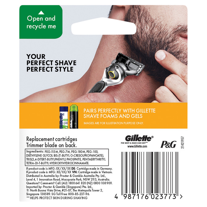 Gillette Fusion 1 Style Men Blade Refills, 4 Count