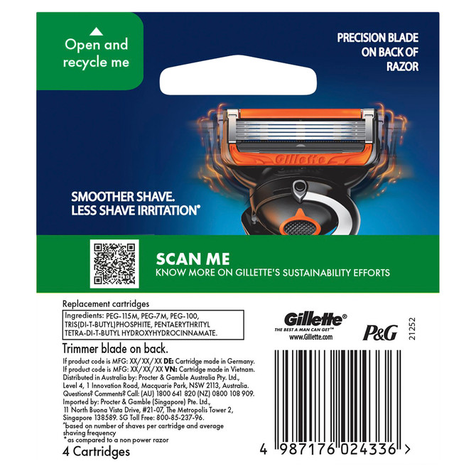 Gillette ProGlide 5 Power Razor Blades cartridges 4 count, Shave Care 4 Pack