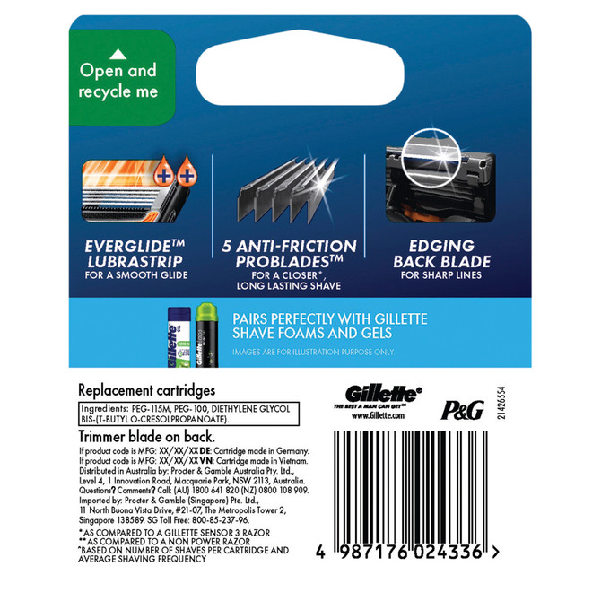 Gillette ProGlide Power FlexBall Razor Blades Refills, 4 Count, Men's Shave Care