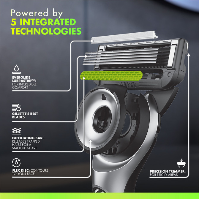 Gillette Labs with Exfoliating Bar Men's Razor Handle + 2 Razor Blades Refills / Cartridges + Stand