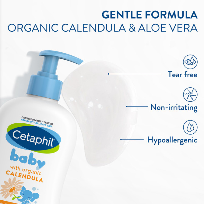 Cetaphil Baby Gentle Wash & Shampoo, Organic Calendula 400mL