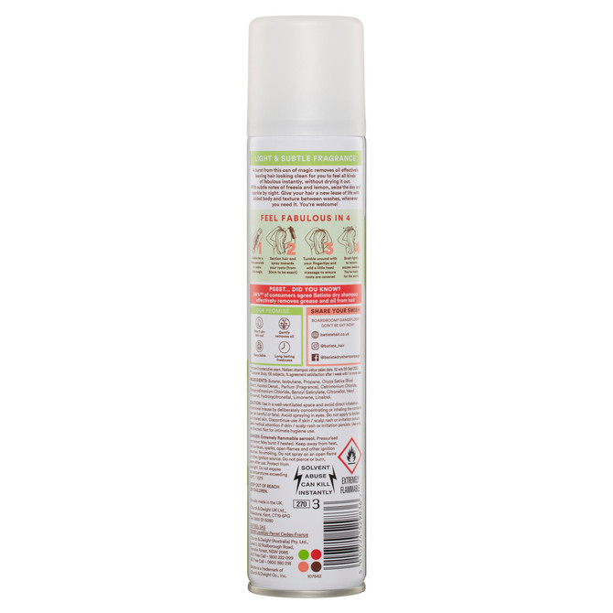 Batiste Bare Dry Shampoo | Light Fragrance | Instant Hair Refresh | 200 mL
